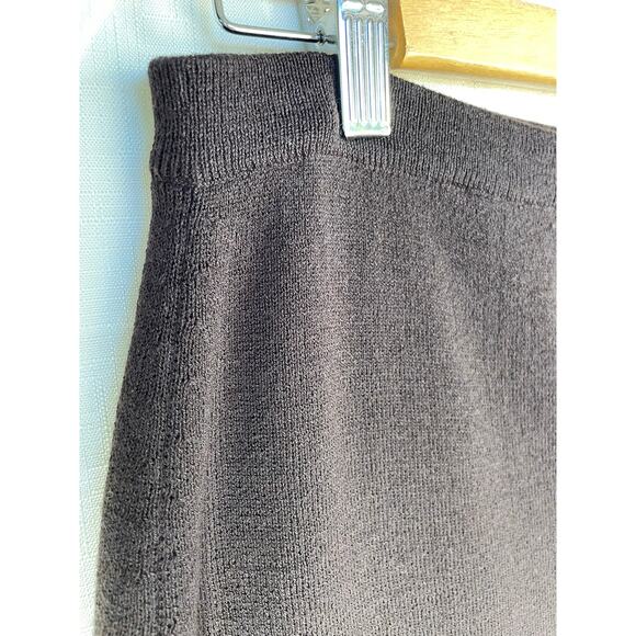 EILEEN FISHER 100% Wool Knit Skirt Chocolate Brown Size S Quiet Luxury Pencil - Picture 2 of 8